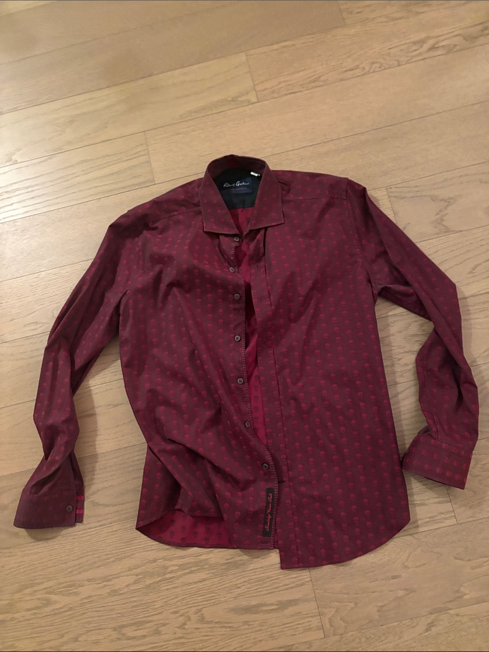 Robert Graham Men's Deep Red Skull Patterned Dress Shirt
